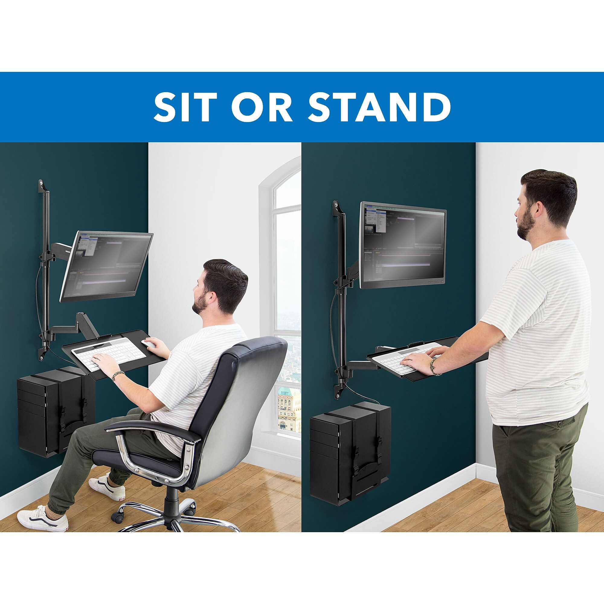 Mount-It! Adjustable Monitor Wall Mount Workstation, Up to 32″, Black (MI-7991) Sansujyuku sansujyuku.com