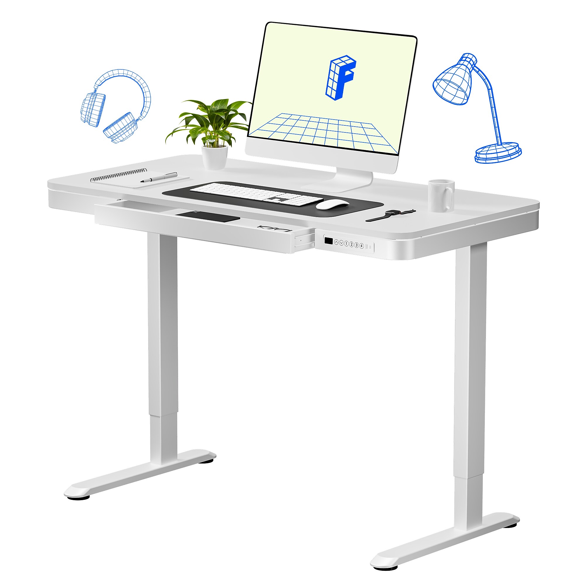 FlexiSpot EW2 48″W Electric Adjustable Standing Desk, White (EW2W-E) Sansujyuku sansujyuku.com