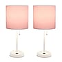 Creekwood Home Oslo Duo 19.5" LED Table Lamp with USB Port, White Base/Light Pink Shade, 2/Set (CWT-2011-PO-2PK)~#|#~8FEEACB7-300A-46DB-92FEAE98B5B583EB_sc7