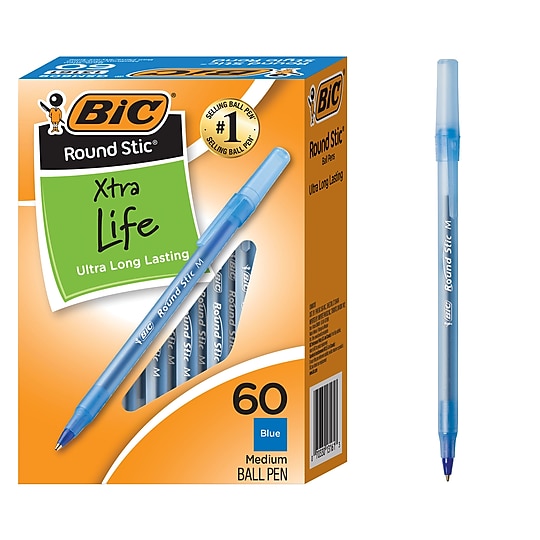 BIC Round Stic Xtra Life Ballpoint Pen, Medium Point, 1.0mm, Blue Ink, 60/Pack (GSM609BE)~#|#~8FF19026-7FC9-49C6-945FC921B193E318_sc7