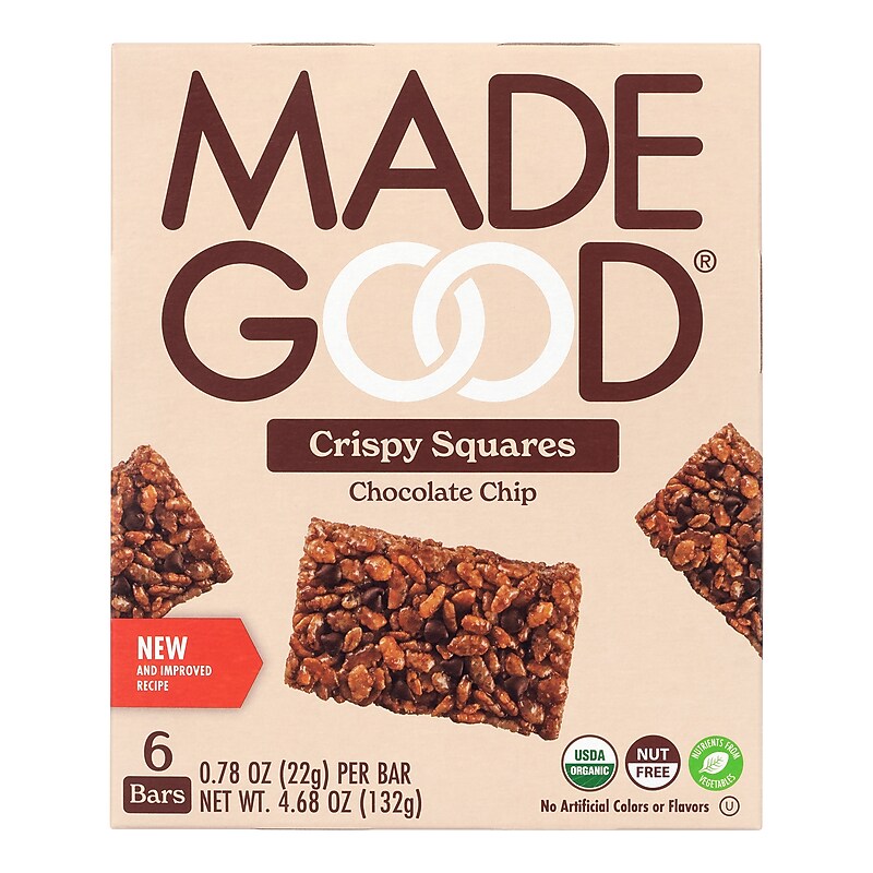 Madegood Gluten Free Chocolate Chip Crispy Squares, 0.78 oz., 6/Box, 6 Boxes/Pack (307-00429) image 1
