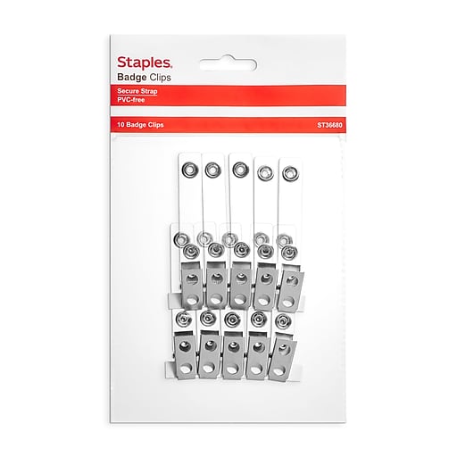 Staples ID Badge Clip, Clear, 10/Pack (36680) Staples