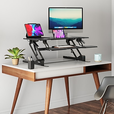 Mount-It! 38"W Manual Rectangular Adjustable Standing Desk Converter - Thumbnail 5