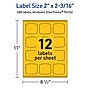 Avery Laser/Inkjet Arched Square Multipurpose Labels, 2" x 2-3/16", Bright Yellow, 480/Pack (94124)~#|#~8FF52ACB-C85B-43B8-8C86DD10F0E9C2EB_sc7