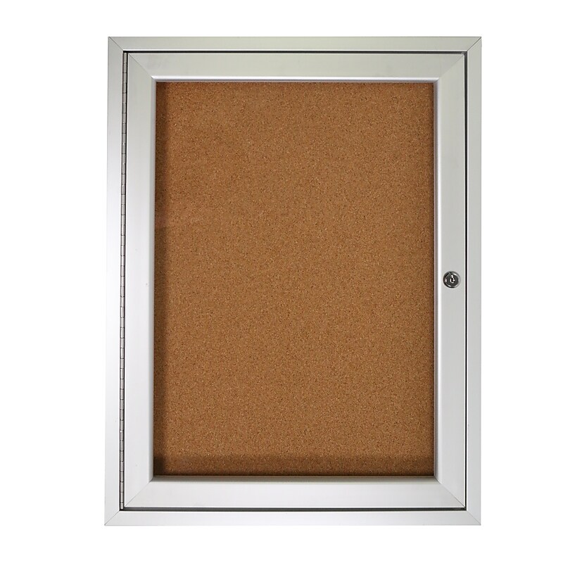 Ghent Cork Enclosed Bulletin Board, Aluminum Frame, 3'H x 2'W (PA13624K) image 1