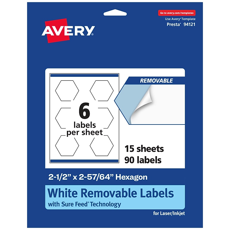 Avery Laser/Inkjet Decorative Edge Multipurpose Labels, 2-1/2" x 2-57/64", White, 90 Labels/Pack (94121) image 1