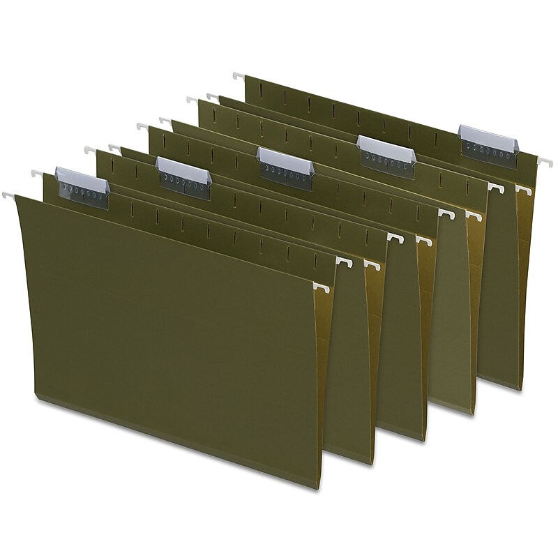 Staples Hanging File Folder, 1/5-Cut Tab, Letter Size, Standard Green, 50/Box (ST266262-CC) image 1