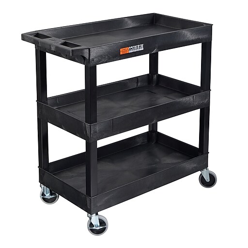Luxor TUFFY XL 3-Shelf Multi-Purpose Utility Cart, Black (EC111-B