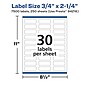 Avery Laser/Inkjet Multipurpose Labels, 2.25"  x 0.75", Matte White, 7500/Box (94216)~#|#~900C57B5-F762-41F8-9D134F5871D9DA3D_sc7