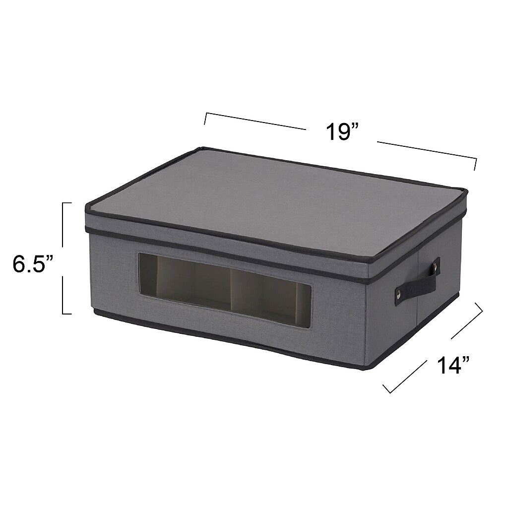 Product dimensions of storage chest: 19 inches by 14 inches by 6.5 inches