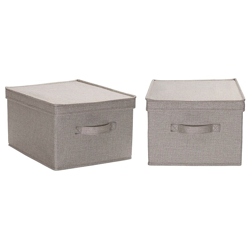 Household Essentials Large Stackable Folding Fabric Storage Bin, 8" x 12"x 15", 24.93 Qt., Gray, 2/Pack (7413-1) image 1