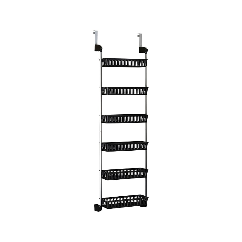 Household Essentials 6-Shelf Plastic Over-the-Door Storage Rack, 18", Black (2157-1) image 1