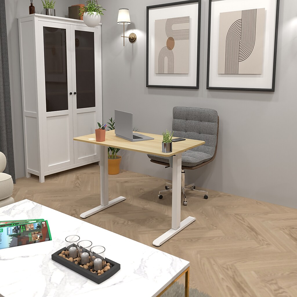 Desk with accessories in a room