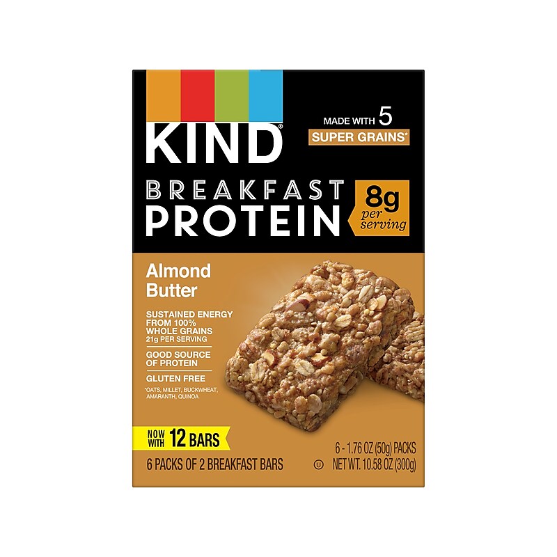 KIND Gluten-Free Almond Butter Protein Breakfast Bar, 10.58 oz., 6 Bars/Box (41935) image 1