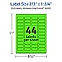 Avery Laser/Inkjet Multipurpose Rectangle Labels, 2/3" x 1-3/4", Neon Green, 3520/Box (94209)~#|#~903F85BE-B2CF-4A08-B16B64424B12E147_sc7