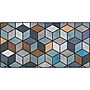 DENY Designs Colorful Concrete Cubes Blue by Zoltan Ratko Anti-Slip Polyester Desk Pad, 15.5" x 31.5", Multicolor~#|#~9043049B-7E1C-4DBE-85B3DB5B98319FA3_sc7