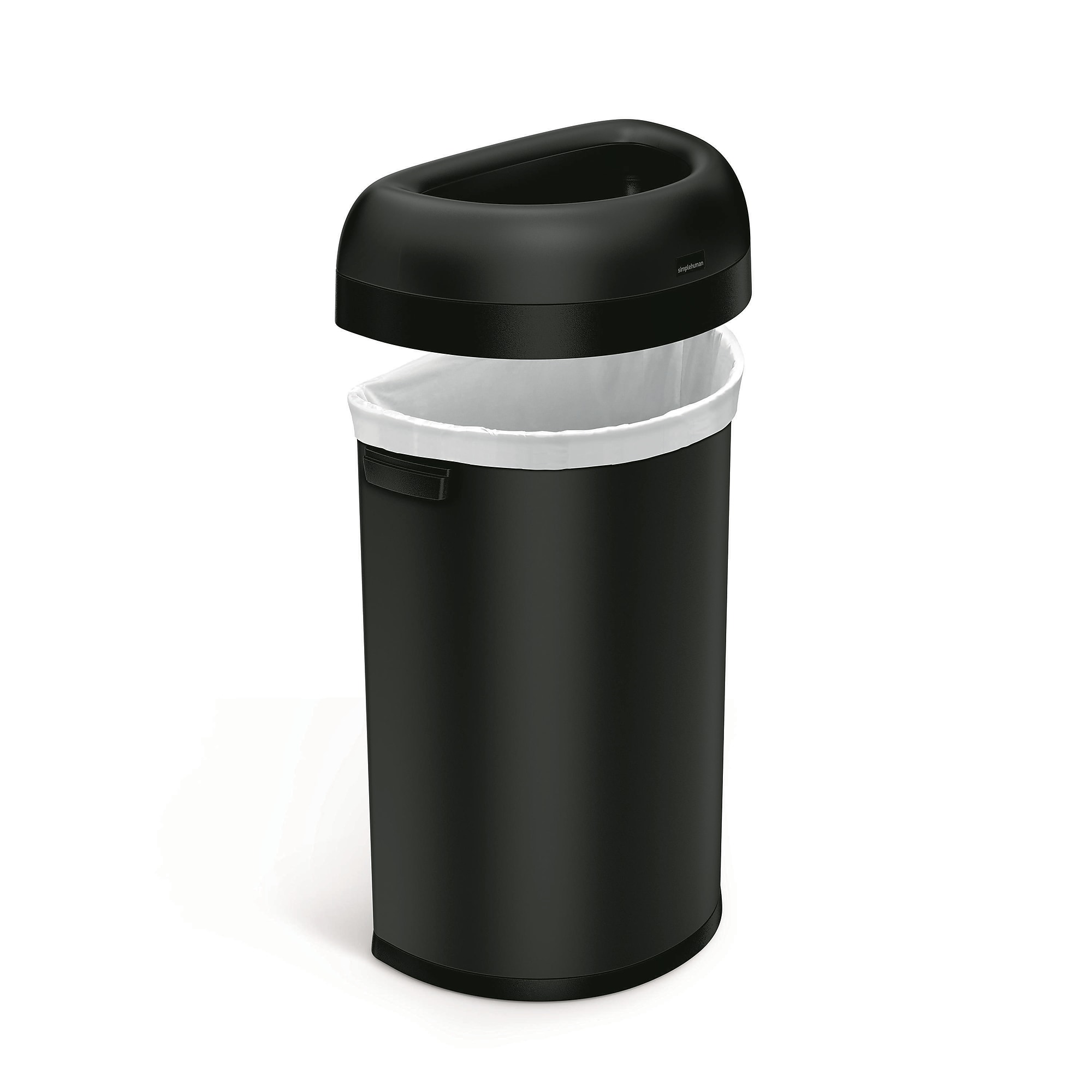 simplehuman Commercial Semi-Round Steel Trash Can with Open Lid, 16 Gallon, Matte Black (CW1497) Sansujyuku sansujyuku.com