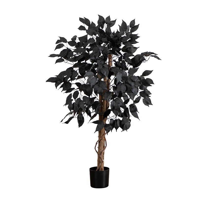 Nearly Natural Artificial Halloween Black Ficus Tree, 3' (T5134) image 1