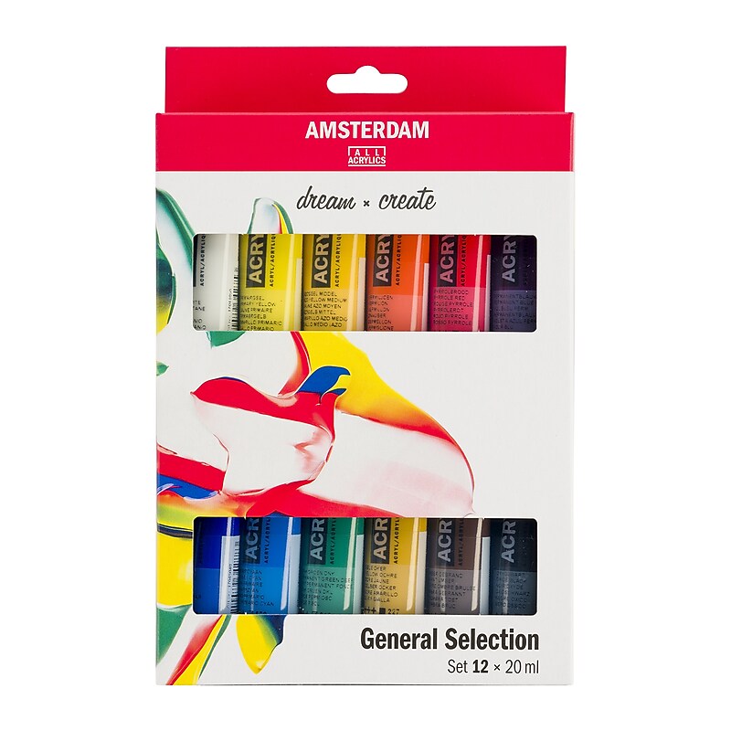 Amsterdam General Selection Acrylic Paint, Assorted Colors, 12/Pack (AMS17820412) image 1