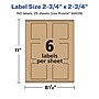 Avery Laser/Inkjet Square Multipurpose Labels, 2.75" x 2.75", Kraft Brown, 150 Labels/Pack ( 94109)~#|#~904B45A3-57F0-4ED4-A45B798CB74BB091_sc7