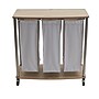 Household Essentials 3-Section Rolling Laundry Sorter with Lid, Laminated Wood, Ashwood (7050-1)~#|#~904EC754-0169-4697-BA2F236F39730972_sc7