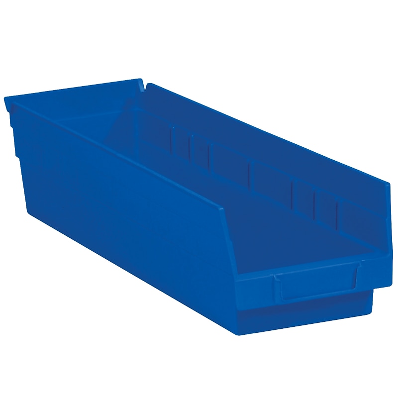 Partners Brand Small Plastic Storage Bin, 4" x 17.88"x 4.13", Blue, 20/Carton (BINPS111B) image 1