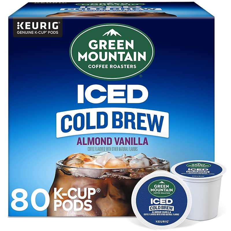 Green Mountain Coffee Roasters Iced Cold Brew Almond Vanilla Iced Coffee Keurig® K-Cup® Pods, Light Roast, 80/Carton image 1
