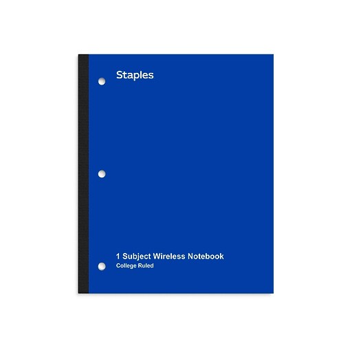 Staples Wireless 1Subject Notebook, 8.5" x 11", College Ruled, 80