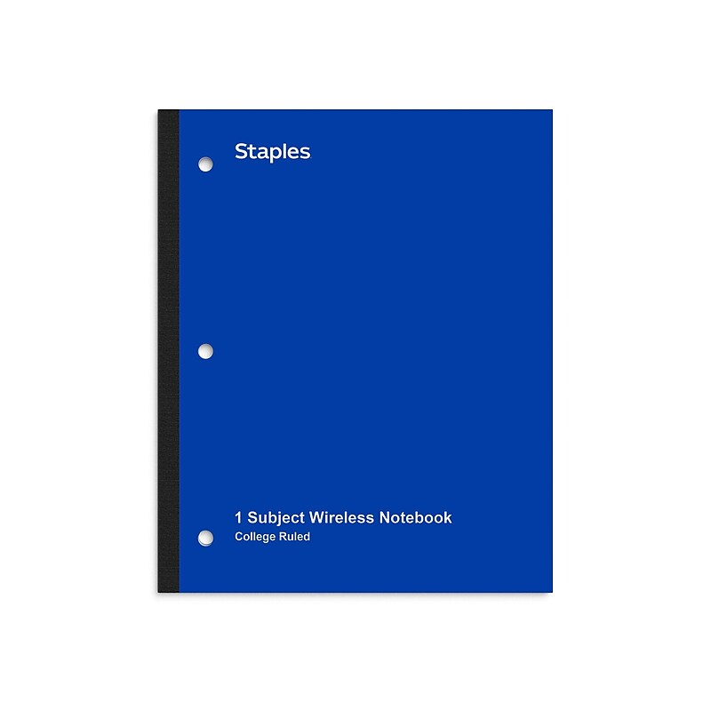 Staples Wireless 1-Subject Notebook, 8.5" x 11", College Ruled, 80 Sheets, Blue (ST58378C) image 1