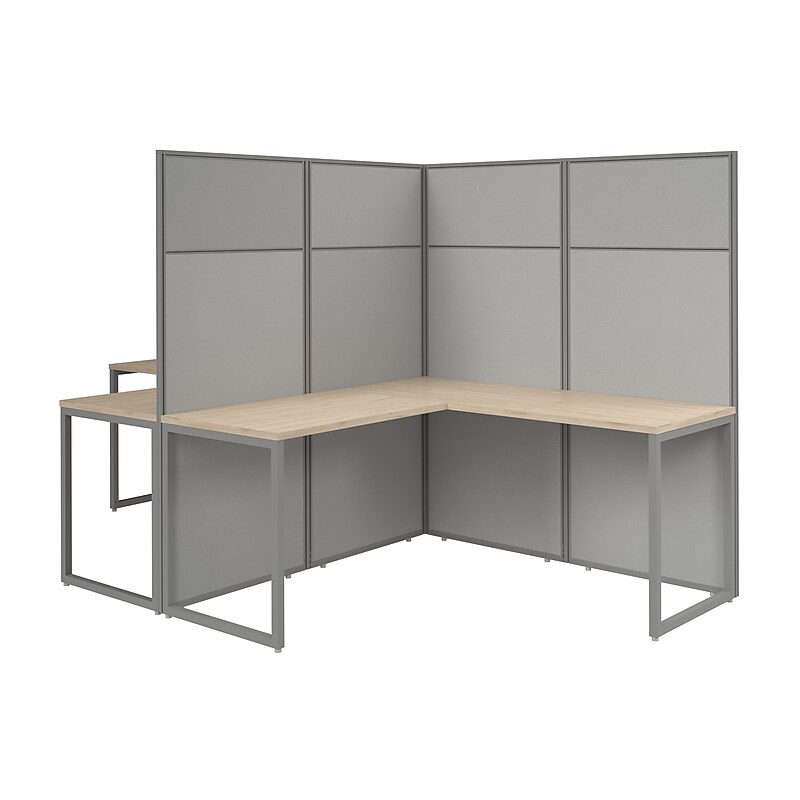 Bush Business Furniture Easy Office 2 Person L Shaped Cubicle Desk, Natural Elm (EODH560NE-03K) image 1