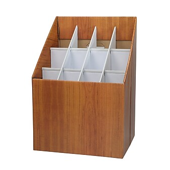 AdirOffice 12-Slot Roll File Box, Walnut, 15", 2/Pack (627-2PK)