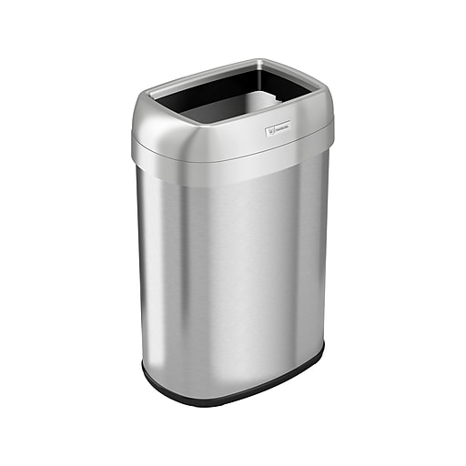 HLS Commercial Stainless Steel Trash Can with Open Lid, 13Gallon