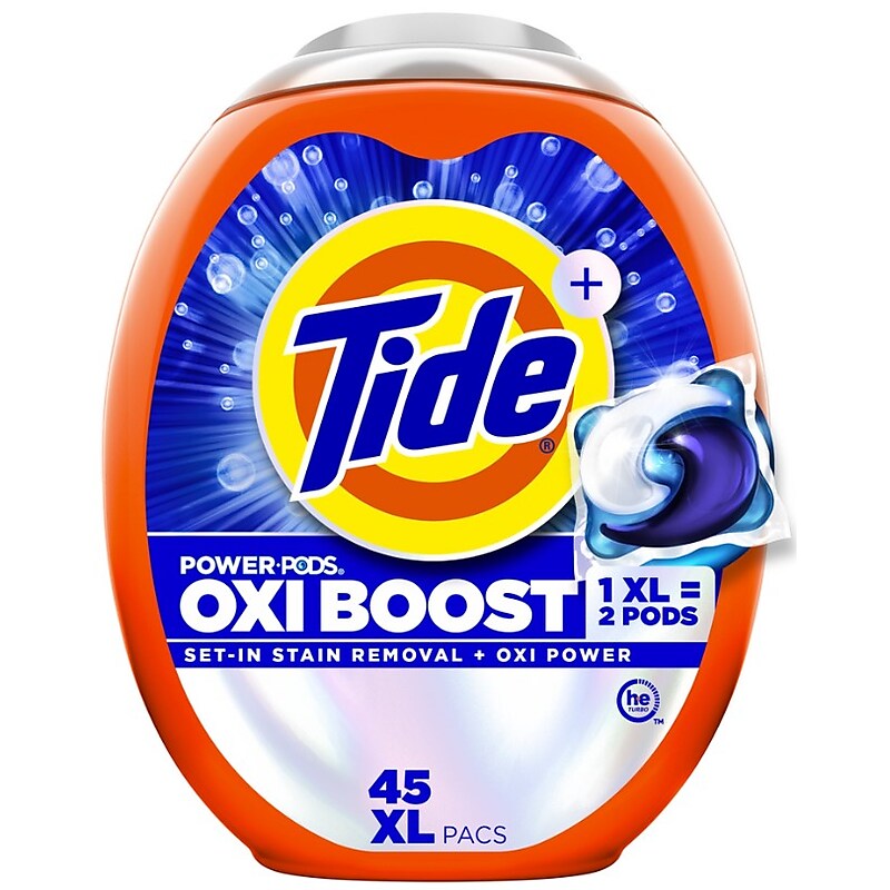Tide Oxi Boost Power PODS HE Laundry Detergent, 45 Capsules (17124) image 1