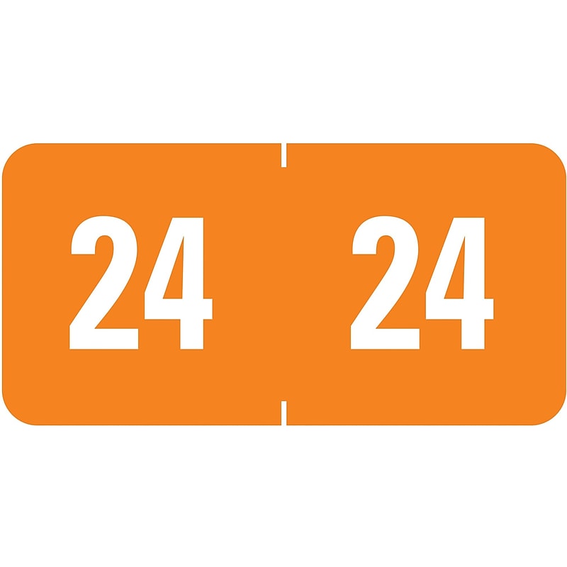 Smead ETS 24 Color-Coded Year Label, 0.5" x 1", Orange, 250 Labels/Pack (67924) image 1