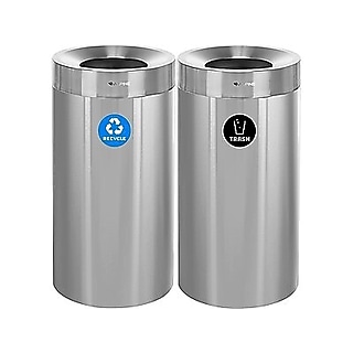 Alpine Industries Stainless Steel Trash Can with Open Lid, 27