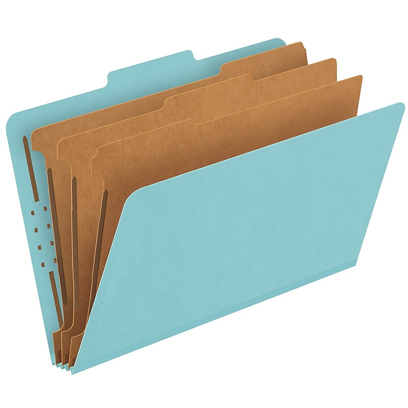 Pendaflex Heavy Duty Pressboard Classification Folder, 3-Dividers, 3 1/2" Expansion, Legal Size, Blue, 10/Box (29094) image 1