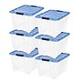 IRIS Stack & Pull 54 Qt. Latch Lid Storage Box, Clear and Blue, 6/CT (100242-CT)~#|#~90808A2C-3064-40D7-872039CFEDCAC517_sc7