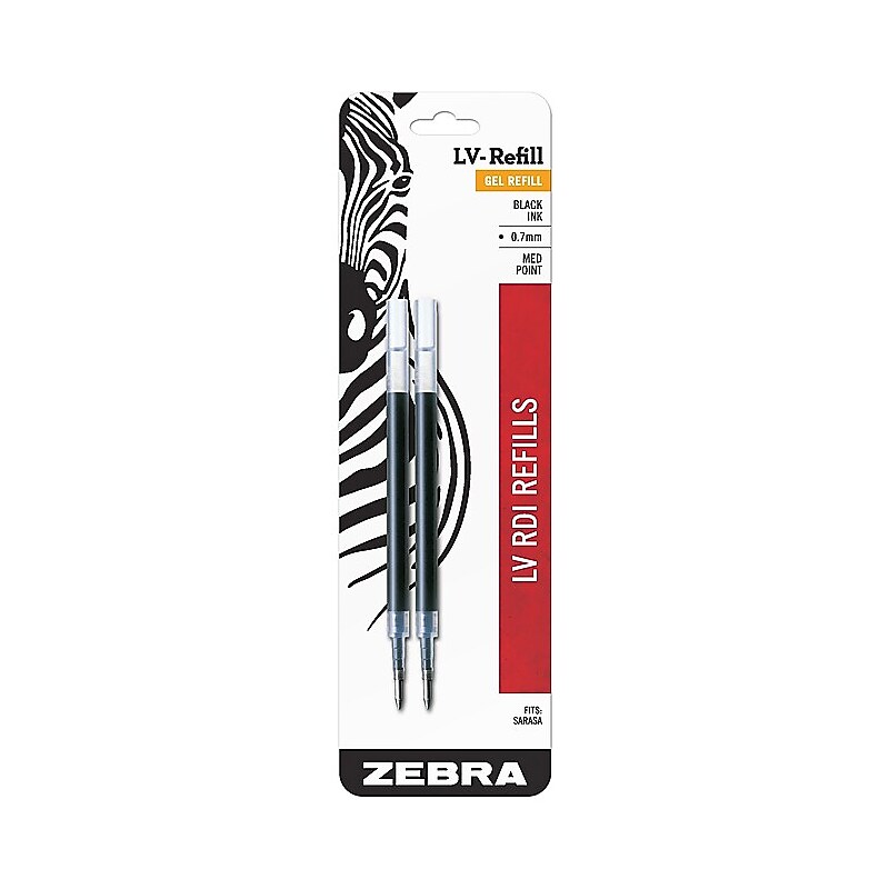 Zebra Sarasa Dry Gel-Ink Pen Refill, Medium Point, Black Ink, 2 Pack (87012) image 1