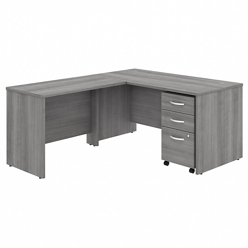 Bush Business Furniture Studio C 60"W L Shaped Desk with Mobile File Cabinet and Return, Platinum Gray (STC008PGSU) image 1