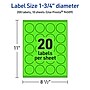 Avery Laser/Inkjet Multipurpose Circle Labels, 1.75" Dia., Neon Green, 200/Pack (94509)~#|#~908A48A2-158F-4E0D-AD14FB4CB469A61B_sc7