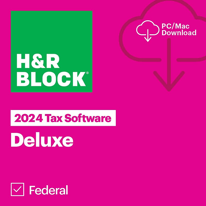 H&R Block Tax Software Deluxe 2024 for 1 User, Win/Mac, Download (1413800-24) image 1