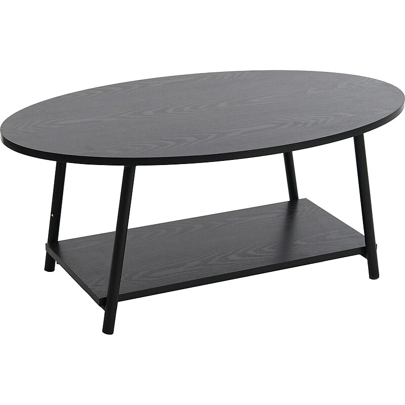 Household Essentials Jamestown 39"W x 23"D Laminate Coffee Table, Black Oak/Black (8178-1) image 1