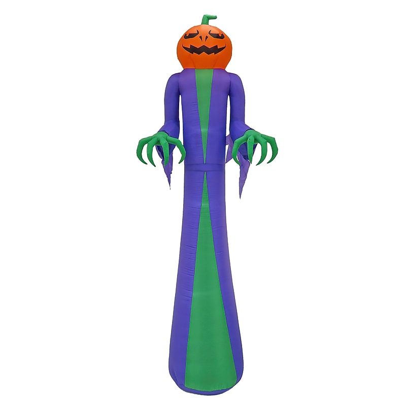 National Tree Company 12' Inflatable Halloween Pumpkin Ghost, 4 White LED lights- UL (MZ17-HLN2064360) image 1