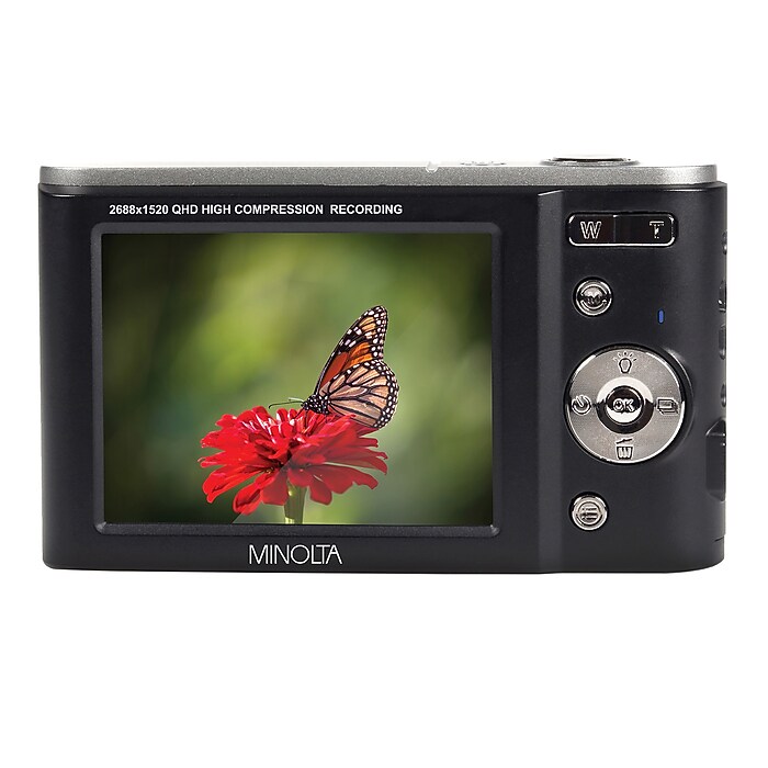Minolta MND20 44 MP/2.7K Quad HD Digital Camera, 16x Digital Zoom