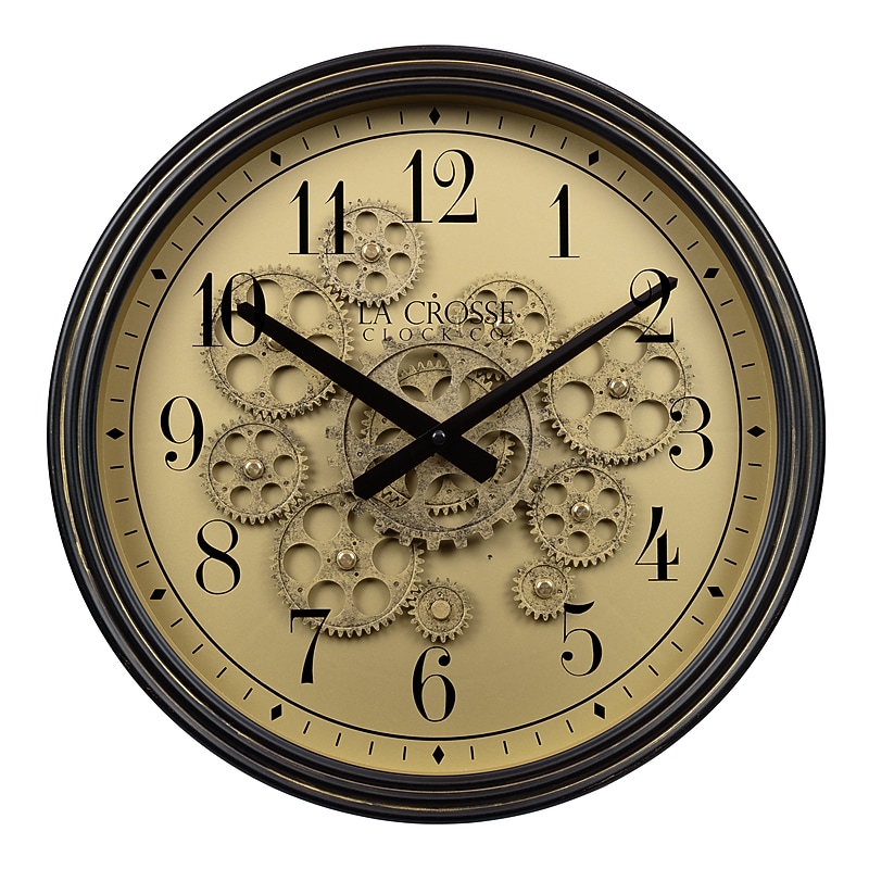 La Crosse Clock 15-Inch Quartz Analog Wall Clock with Moving Gears (404-3439) image 1