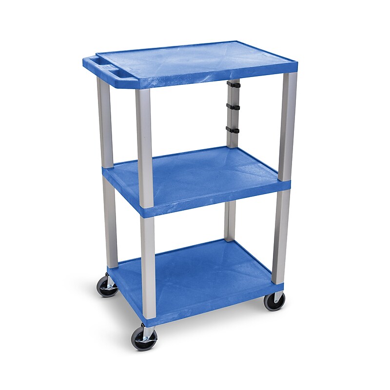 Luxor Tuffy 3-Shelf Polyethylene Utility Cart, Blue (UCPL1BU-N) image 1