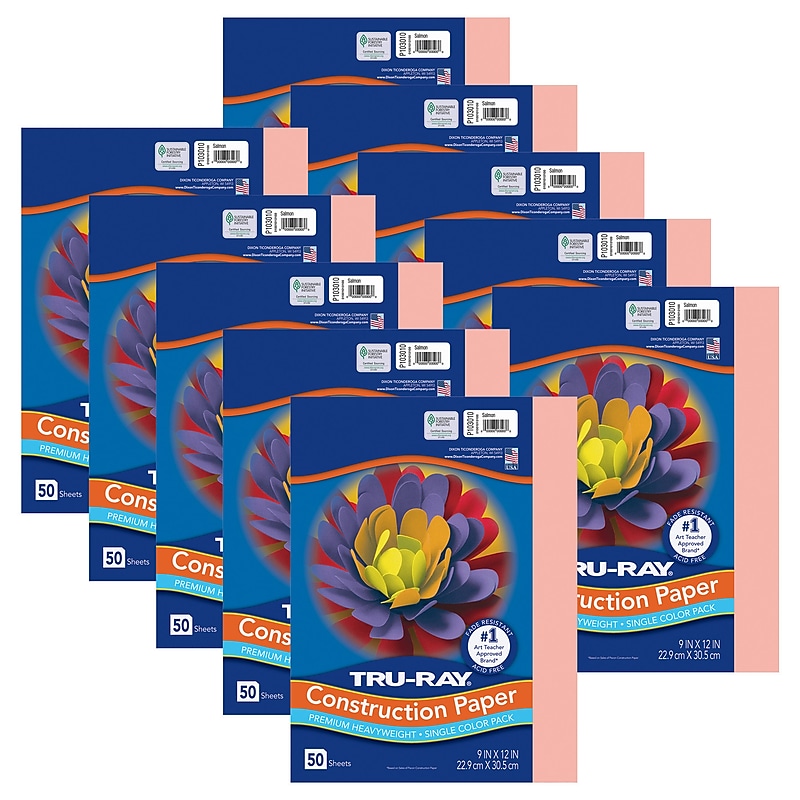 Tru-Ray 9" x 12" Construction Paper, Salmon, 50 Sheets/Pack, 10 Packs/Bundle (PAC103010-10) image 1