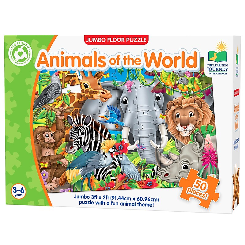The Learning Journey 50-Piece Jumbo Floor Puzzles Animals of the World (LJI017364) image 1