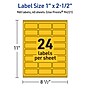 Avery Laser/Inkjet Rectangle Multipurpose Labels, 1" x 2.5", Bright Yellow, 960/Pack (94221)~#|#~90CC61E8-07FC-447B-84534F3E8491FFF1_sc7