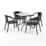 Flash Furniture Lila 28'' Square Table with 4 Rattan Stack Chairs, Black (TLH073SQ037BK4)~#|#~90D318F8-2BD9-49CE-85E19EB7B54478FA_sc7
